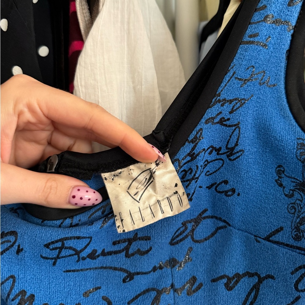 Blue French Script Dress - Picture 3 of 3